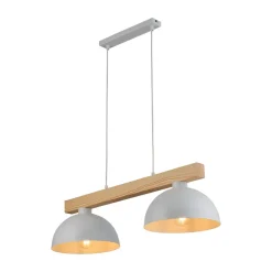 Best TK Lighting Pendelleuchte Weiß Metall Holz länglich E27 Skandi