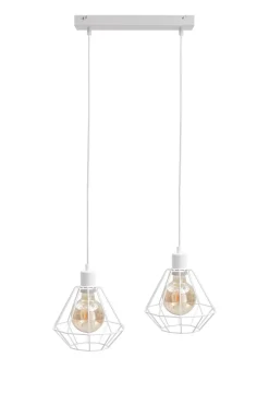 Online Keter Pendelleuchte Weiß Metall 2-flammig L:50cm Retro