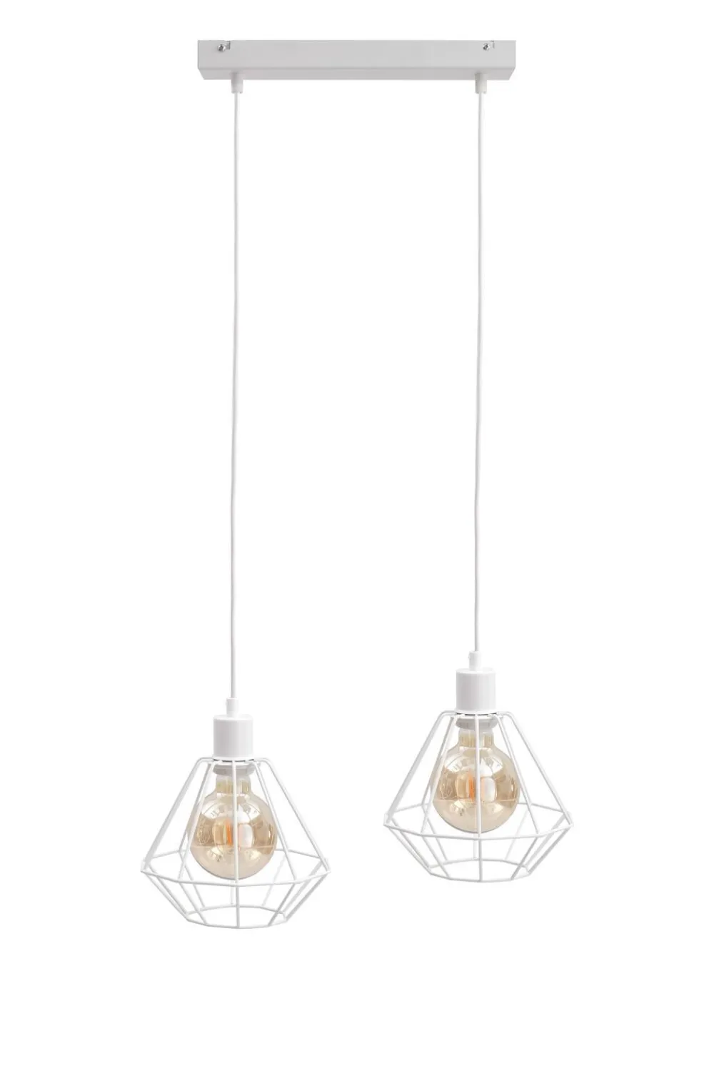 Online Keter Pendelleuchte Weiß Metall 2-flammig L:50cm Retro