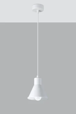 Sollux Pendelleuchte Weiß Metall Retro Ø 14 cm schlicht E27* Hängelampen|Wohnzimmerlampen