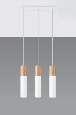 Sollux Pendelleuchte Weiß Metall Holz 3-flmg Skandinavisch* Hängelampen|Esszimmer Lampen
