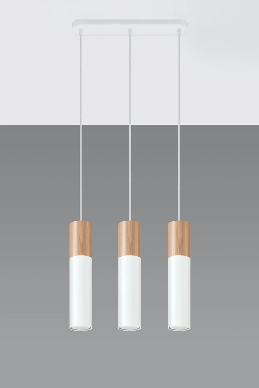 Sollux Pendelleuchte Weiß Metall Holz 3-flmg Skandinavisch* Hängelampen|Esszimmer Lampen