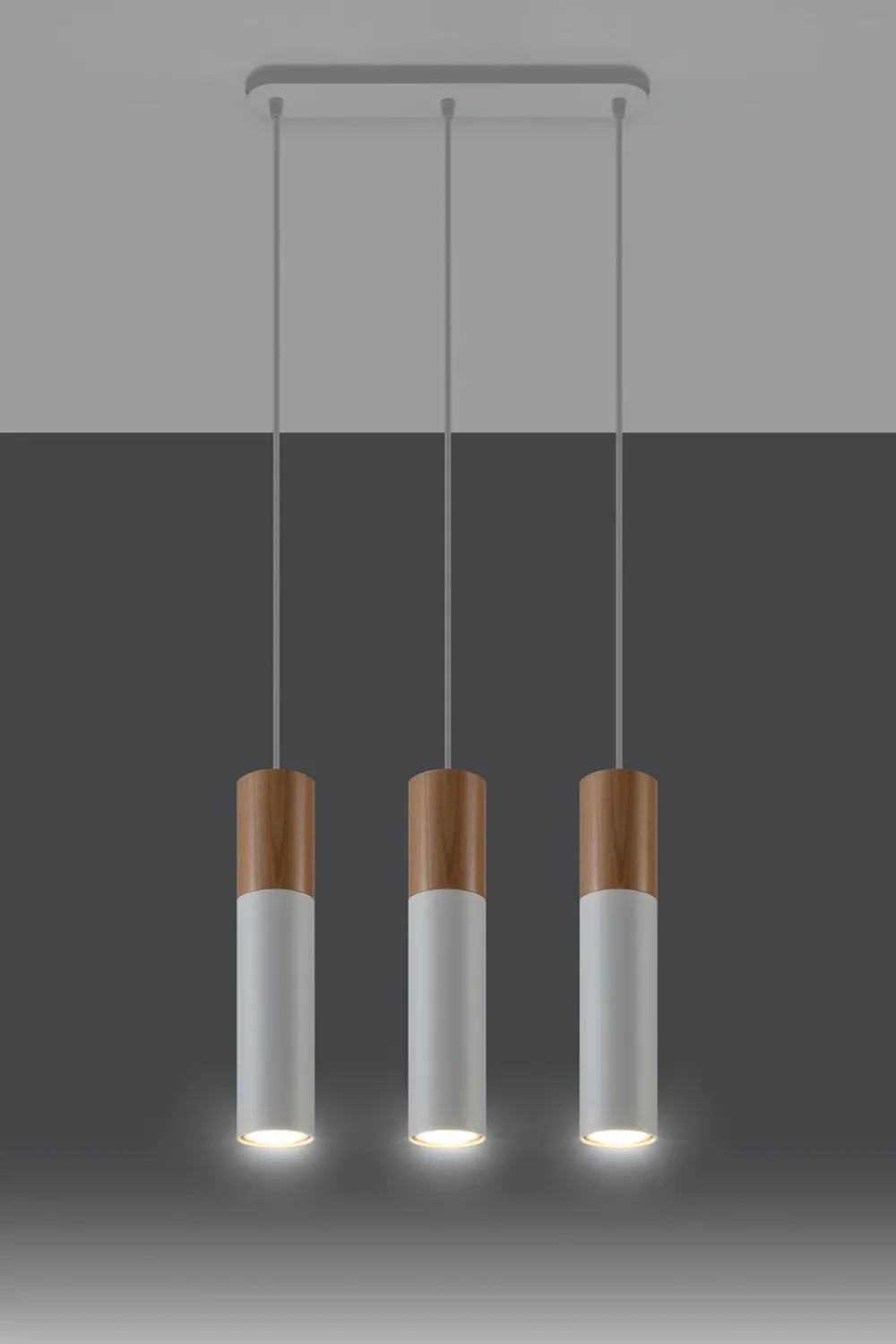 Sollux Pendelleuchte Weiß Metall Holz 3-flmg Skandinavisch* Hängelampen|Esszimmer Lampen