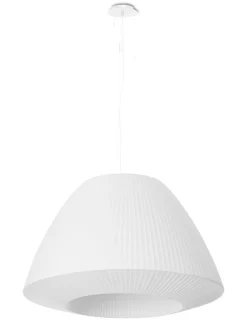 Sollux Pendelleuchte Weiß Stoff Glas Ø 60 cm groß 3x E27 DIYA* Hängelampen|Wohnzimmerlampen