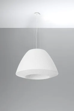 Sollux Pendelleuchte Weiß Stoff Glas Ø 60 cm groß 3x E27 DIYA* Hängelampen|Wohnzimmerlampen