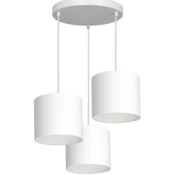 Outlet Luminex Pendelleuchte Weiß Stoff Metall E27 B:45 cm blendarm