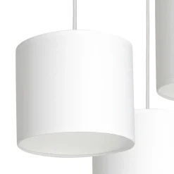 Outlet Luminex Pendelleuchte Weiß Stoff Metall E27 B:45 cm blendarm