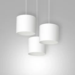 Outlet Luminex Pendelleuchte Weiß Stoff Metall E27 B:45 cm blendarm