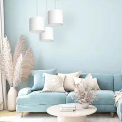 Outlet Luminex Pendelleuchte Weiß Stoff Metall E27 B:45 cm blendarm