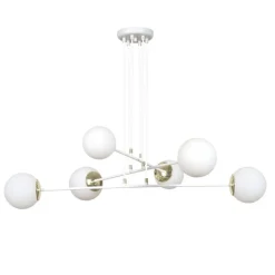 Sale Emibig Pendelleuchte Weiß verstellbar Modern 6x E27 Wohnzimmer