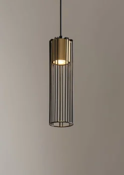 Sigma Pendelleuchte Zylinder Schwarz Gold GU10 akzentuiert* Hängelampen|Moderne Lampen