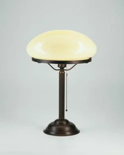 Outlet Berliner Messingleuchten Pilzleuchte Messing Glas blendarm E27 43 cm Zugschalter