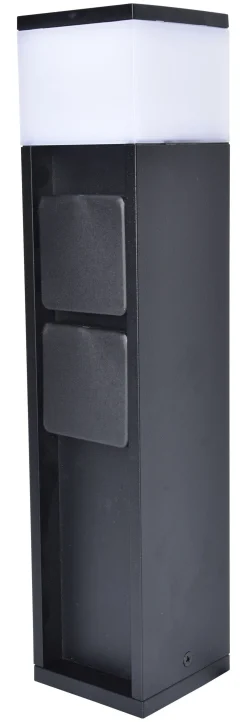 New Eco-Light Pollerleuchte Aluminium Schwarz 36,7 cm IP44 Steckdose