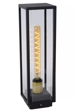 Pollerleuchte Außen Glas Metall Schwarz E27 IP54 50 cm* Wegeleuchten|Metall Lampen