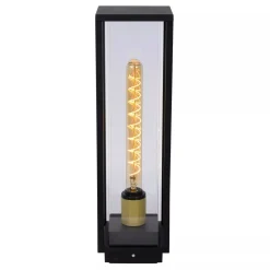 Pollerleuchte Außen Glas Metall Schwarz E27 IP54 50 cm* Wegeleuchten|Metall Lampen