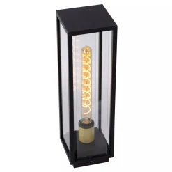 Pollerleuchte Außen Glas Metall Schwarz E27 IP54 50 cm* Wegeleuchten|Metall Lampen