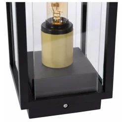 Pollerleuchte Außen Glas Metall Schwarz E27 IP54 50 cm* Wegeleuchten|Metall Lampen