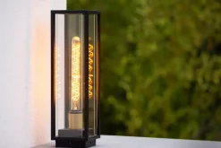 Pollerleuchte Außen Glas Metall Schwarz E27 IP54 50 cm* Wegeleuchten|Metall Lampen