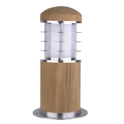 Elstead Pollerleuchte Edelstahl Holz 24cm Skandinavisch IP55 E27* Außenleuchten Antik|Wegeleuchten