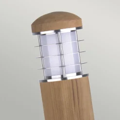 Elstead Pollerleuchte Edelstahl Holz 24cm Skandinavisch IP55 E27* Außenleuchten Antik|Wegeleuchten