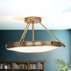 Elstead Premium Deckenleuchte rund Jugendstil in Messing GRACIA* Glaslampen|Designerlampen