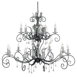 Elstead Premium Kronleuchter Groß Schwarz Silber Kristalle* Designerlampen|Kristalllampen