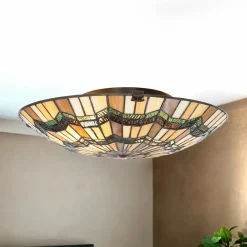 Elstead Premium Tiffany Lampe FARFALLA Buntglas rund Ø42cm* Wohnzimmerlampen|Glaslampen