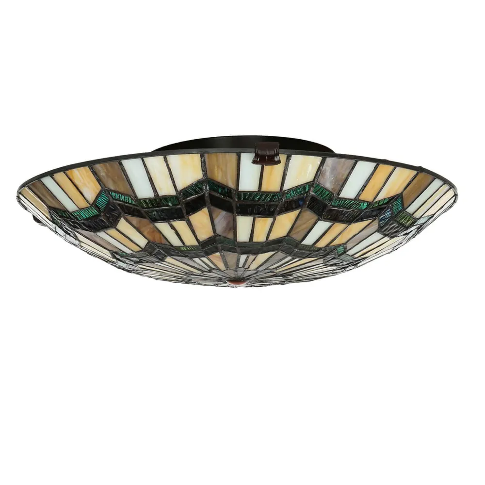 Elstead Premium Tiffany Lampe FARFALLA Buntglas rund Ø42cm* Wohnzimmerlampen|Glaslampen