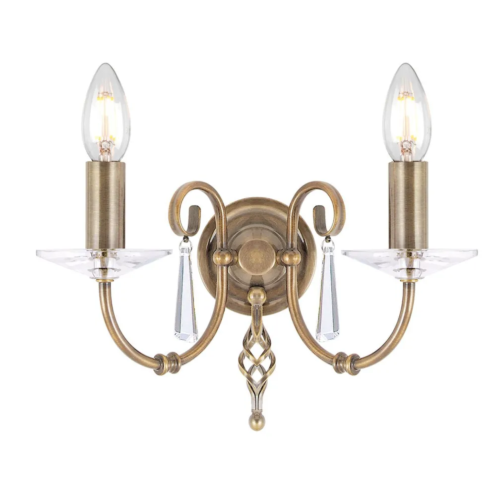 Elstead Premium Wandlampe in Messing antik mit Kristall* Wandleuchten|Designerlampen