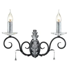 Elstead Prunkvolle Wandlampe Schwarz Silber floral mit Kristall* Wandleuchten|Designerlampen
