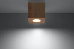 Sollux Quadratische Deckenleuchte Holz B:10cm klein GU10 Flur* Holzlampen|Moderne Lampen