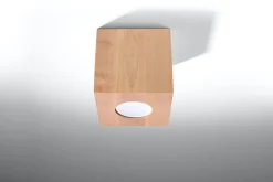 Sollux Quadratische Deckenleuchte Holz B:10cm klein GU10 Flur* Holzlampen|Moderne Lampen
