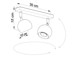 Sollux Retro Deckenstrahler Schwarz 2x GU10 B:30cm* Deckenleuchten|Flurlampen