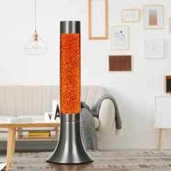 Easylight Retro Lavalampe Glitter Orange rund Ø13cm YVONNE* Retro Lampen|Lavalampen