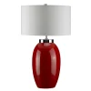 Elstead Retro Tischlampe THALIE Rot Porzellan H:70cm Lampe