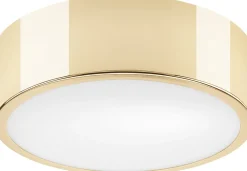 Lamkur Runde Deckenlampe Glas E27 Ø26 cm blendarm in Gold* Wohnzimmerlampen|Metall Lampen