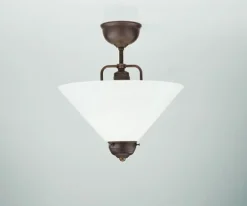 Berliner Messingleuchten Runde Deckenlampe Messing Antik Glas E27 Ø30 cm elegant