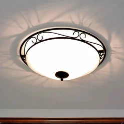 Easylight Runde Deckenlampe Rustikal Ø47cm Glas ATHEN* Glaslampen|Holzlampen