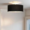 Sollux Runde Deckenlampe Schwarz Ø 30 cm blendarm Stoff Glas* Wohnzimmerlampen|Stofflampen