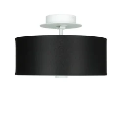 Sollux Runde Deckenlampe Schwarz Ø 30 cm blendarm Stoff Glas* Wohnzimmerlampen|Stofflampen