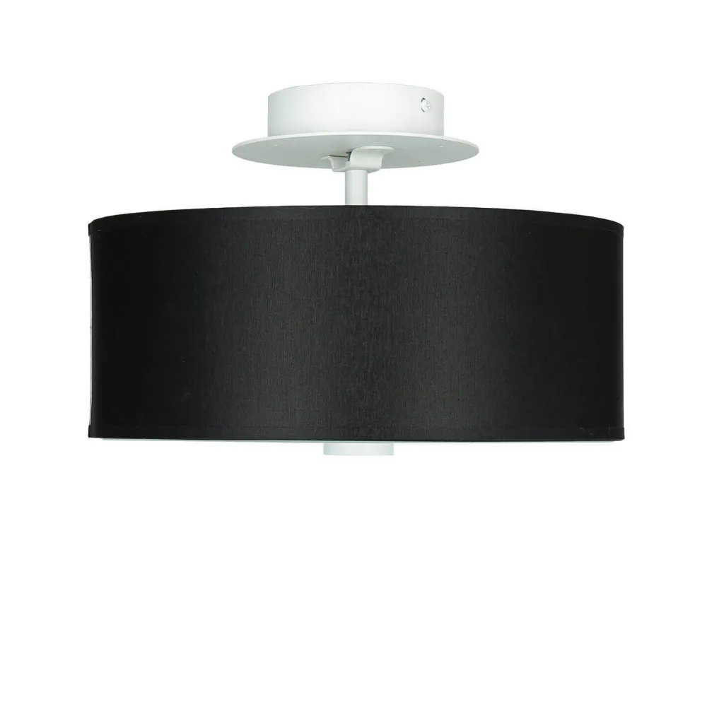 Sollux Runde Deckenlampe Schwarz Ø 30 cm blendarm Stoff Glas* Wohnzimmerlampen|Stofflampen