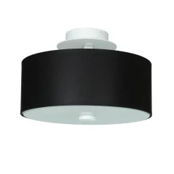 Sollux Runde Deckenlampe Schwarz Ø 30 cm blendarm Stoff Glas* Wohnzimmerlampen|Stofflampen