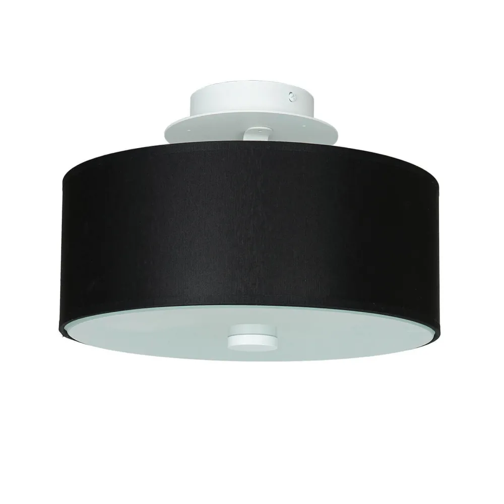 Sollux Runde Deckenlampe Schwarz Ø 30 cm blendarm Stoff Glas* Wohnzimmerlampen|Stofflampen