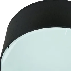 Sollux Runde Deckenlampe Schwarz Ø 30 cm blendarm Stoff Glas* Wohnzimmerlampen|Stofflampen