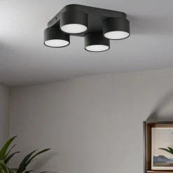 Best TK Lighting Runde Deckenlampe Schwarz Metall GX53 Ø22 cm