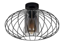 Belis Runde Deckenleuchte E27 Ø34 cm Schwarz blendarm Retro* Flurlampen|Bürolampen