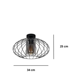 Belis Runde Deckenleuchte E27 Ø34 cm Schwarz blendarm Retro* Flurlampen|Bürolampen