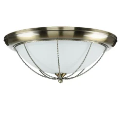 Discount Easylight Runde Deckenleuchte E27 SUDAN mit Glasschirm Messing Optik