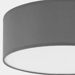 TK Lighting Runde Deckenleuchte Grau Stoff Ø 45 cm Wohnzimmer* Deckenleuchten|Flurlampen