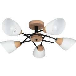 New Spot Light Runde Deckenleuchte Holz Glas blendarm Ø70cm Retro